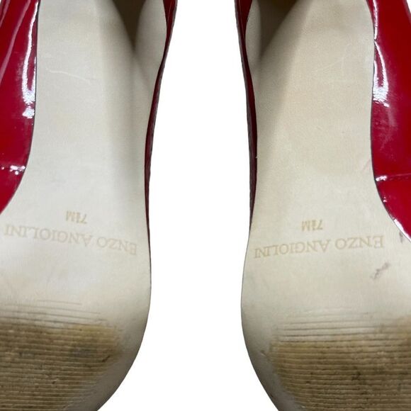 Enzo Angiolini Candy Apple Red Studded Peep Toes - Picture 3 of 16